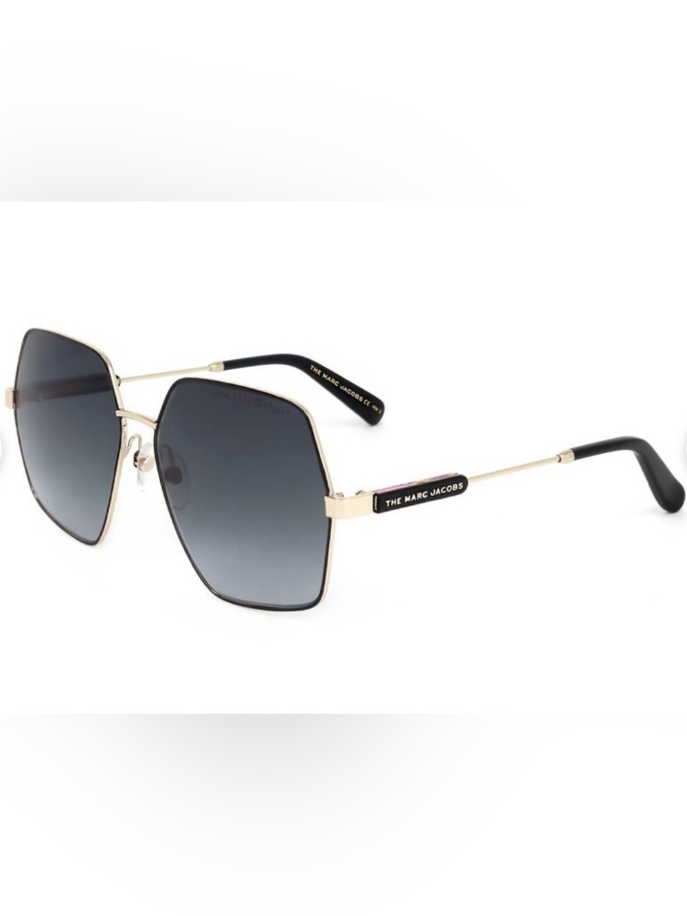 Marc Jacobs Women’s Hexagonal Sunglasses in Black & Gold 575/S RHL/90 - Picture 2 of 5